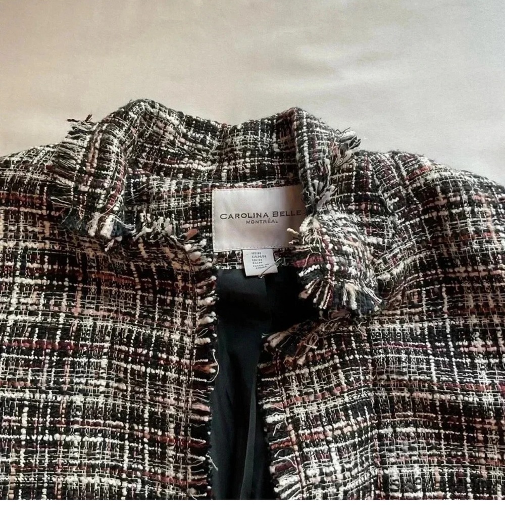 Carolina Belle Tweed Blazer Navy/White/Maroon Size M - Picture 4 of 4